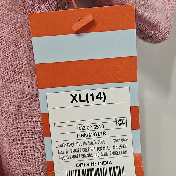 Cat & Jack Girls XL (14) Lined Blouse Top Pink W/Flowers 100% Cotton - Picture 9 of 11